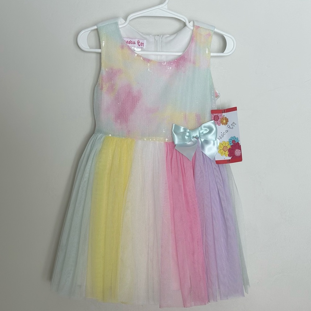 Jessica Ann Watercolor Pastel Sequin Bodice Tulle Dress 2T NWT Easter Birthday
